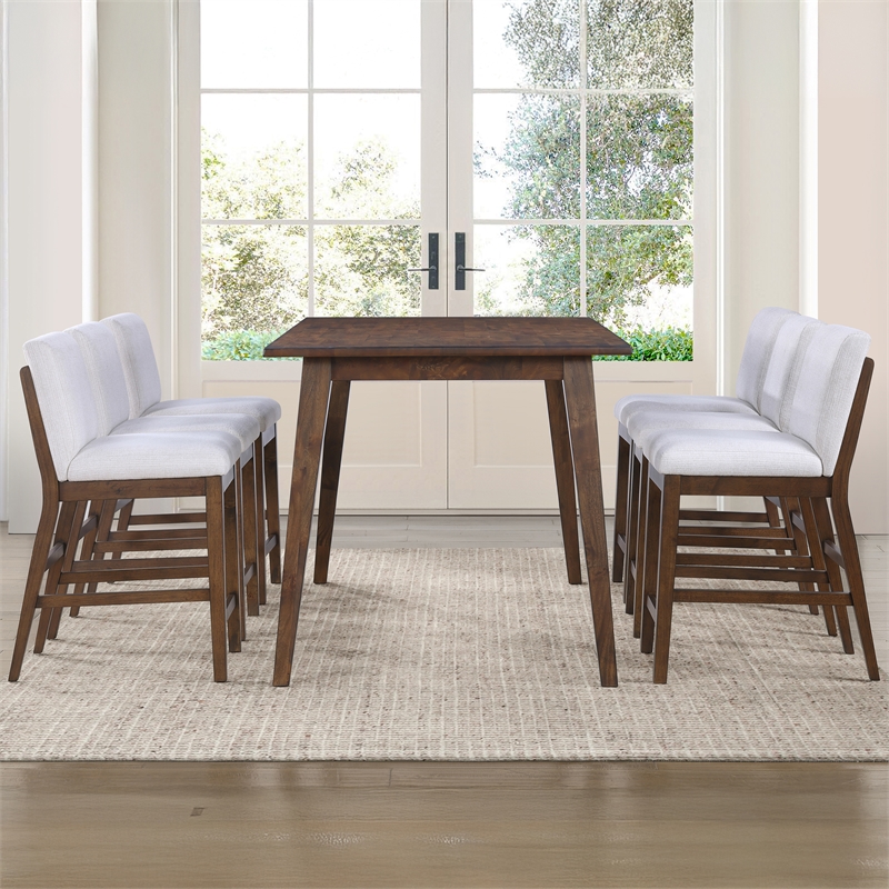Steve Silver Canton 7PC Counter Dining Set w/Upholster Chair in Brown