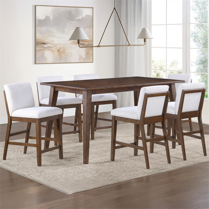 Steve Silver Canton 7PC Counter Dining Set w/Upholster Chair in Brown
