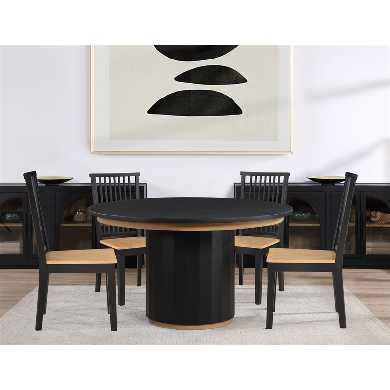 Steve Silver Magnolia 5PC Round Dining Set in Black