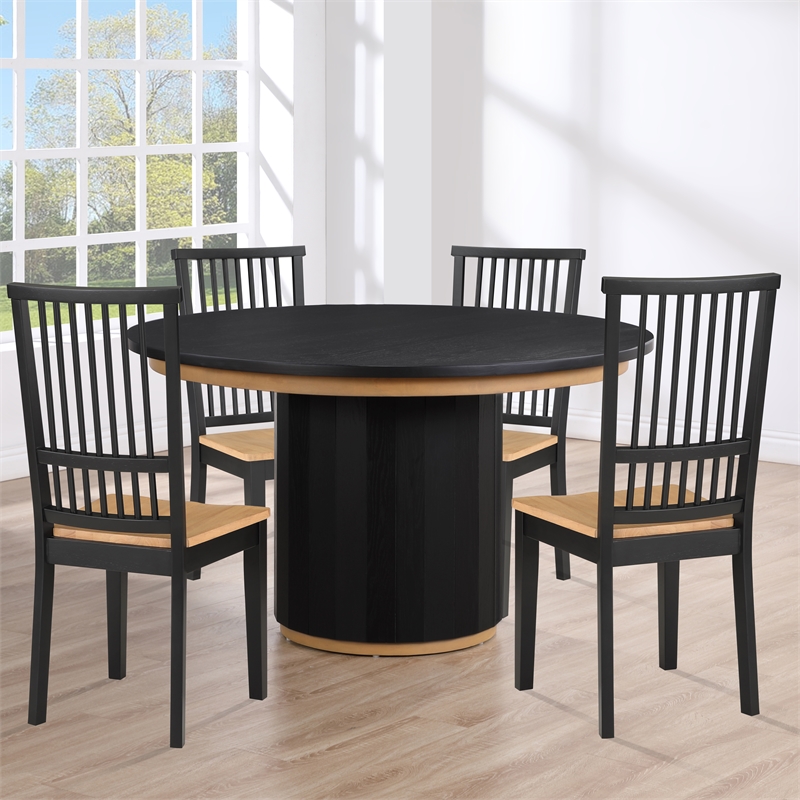 Steve Silver Magnolia 5PC Round Dining Set in Black