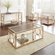 Steve Silver Olympia 3pc Coffee Table Set in Gold/Clear