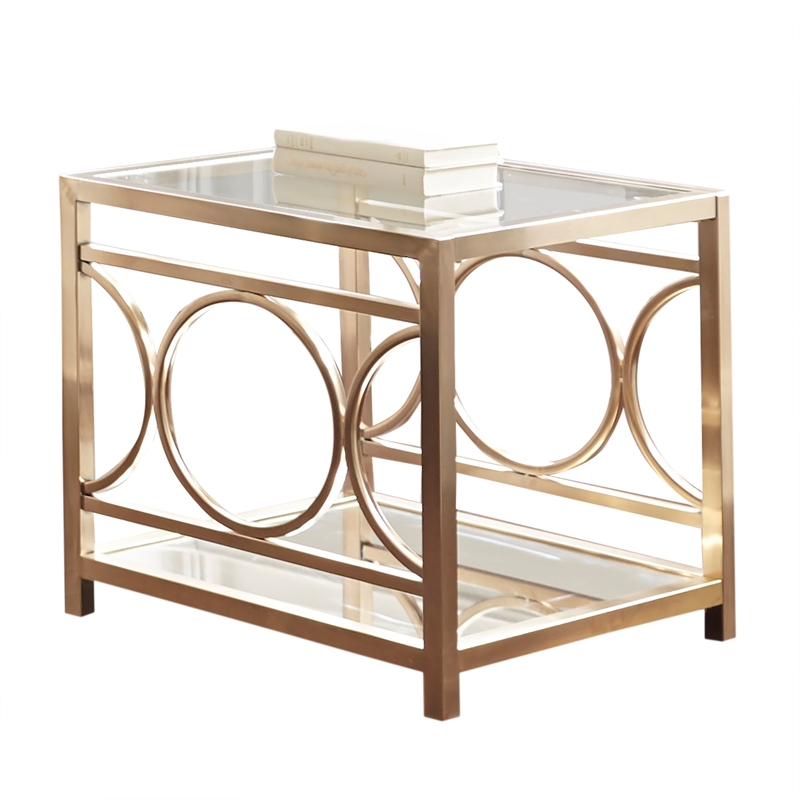 Steve Silver Olympia 3pc Coffee Table Set in Gold/Clear