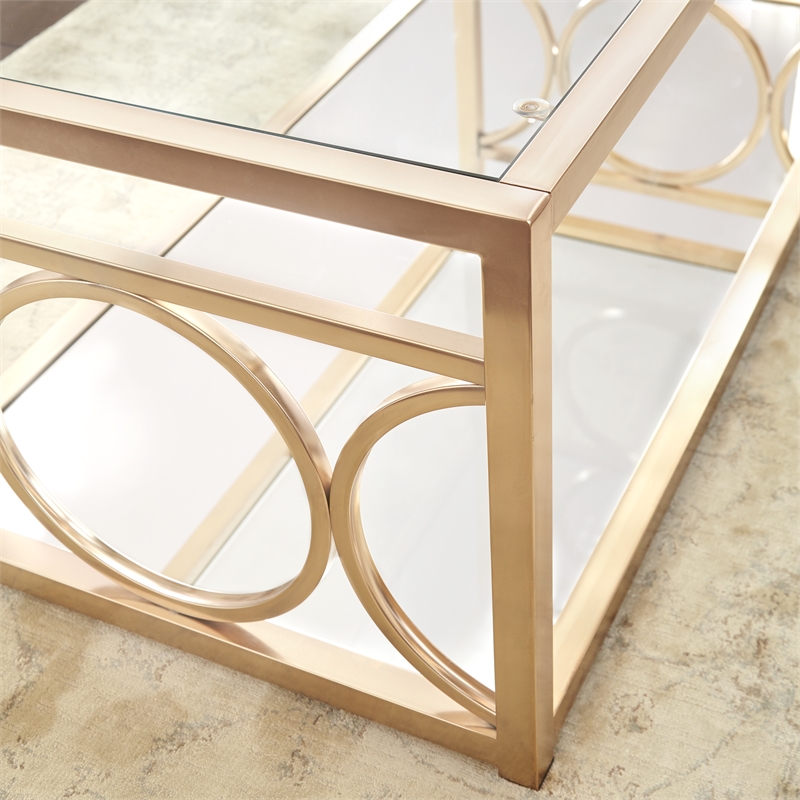 Steve Silver Olympia 3pc Coffee Table Set in Gold/Clear