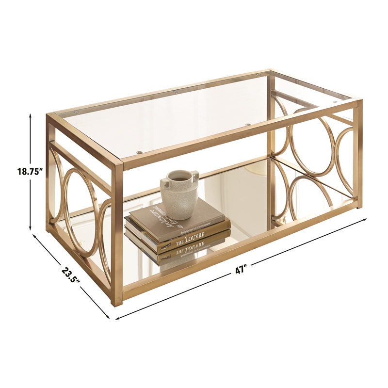 Steve Silver Olympia 3pc Coffee Table Set in Gold/Clear