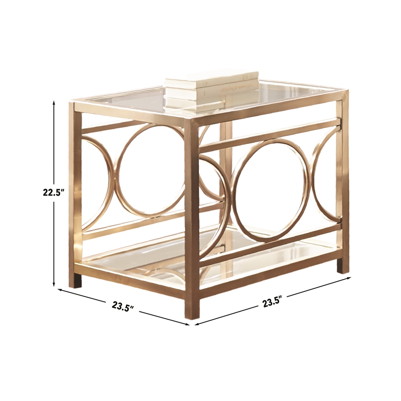 Steve Silver Olympia 3pc Coffee Table Set in Gold/Clear