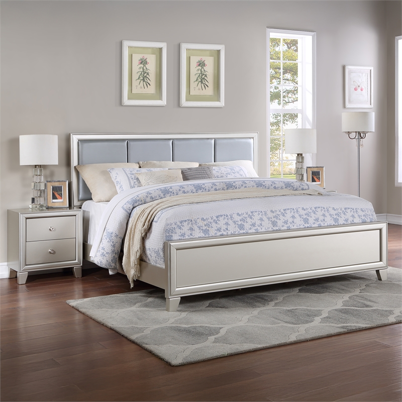 Steve Silver Omni 3 pc King Bedroom Set(2 NS+Bed) in Gray