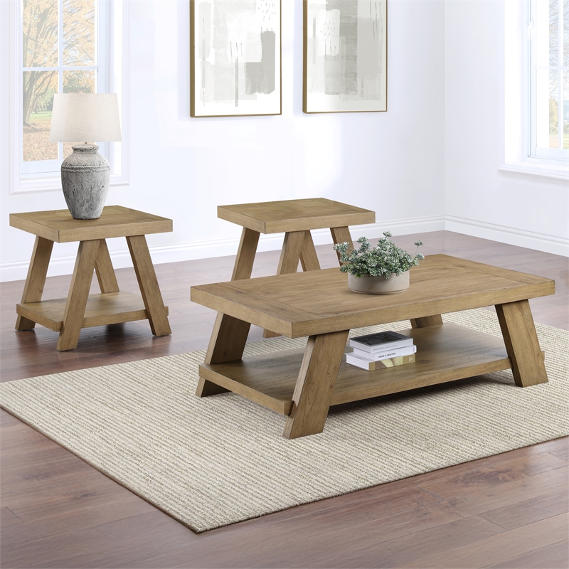 Steve Silver Orinda 3pc Coffee & End Table Set in Brown