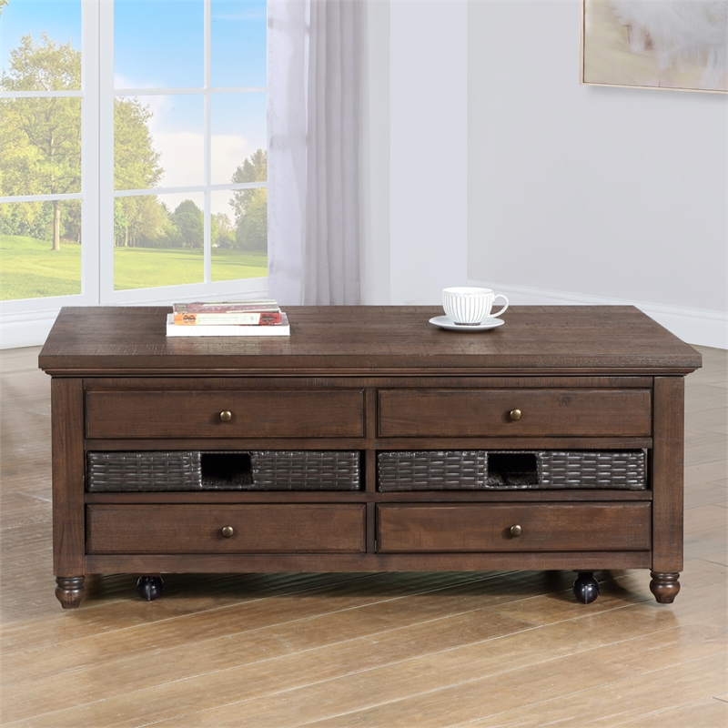 Steve Silver Oliver 3-Piece Lift-Top Coffee & End Table Set in Brown