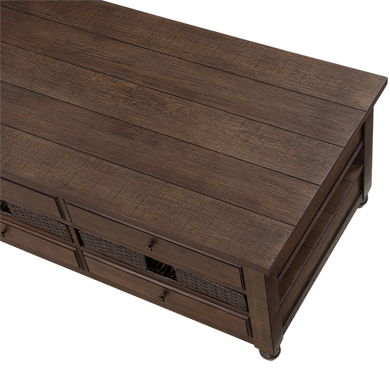 Steve Silver Oliver 3-Piece Lift-Top Coffee & End Table Set in Brown