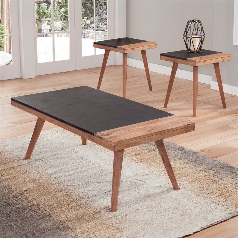 Steve Silver Caspian 3pc Coffee Table Set in Brown