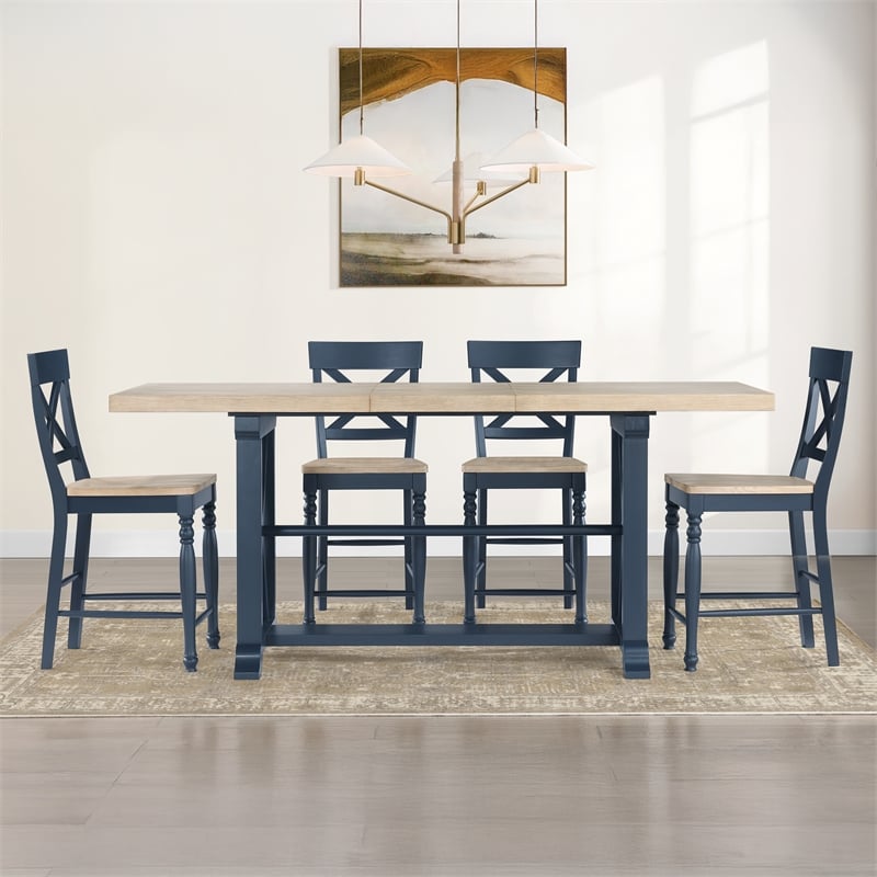 Steve Silver Darcy 7pc Counter Dining Set in Blue