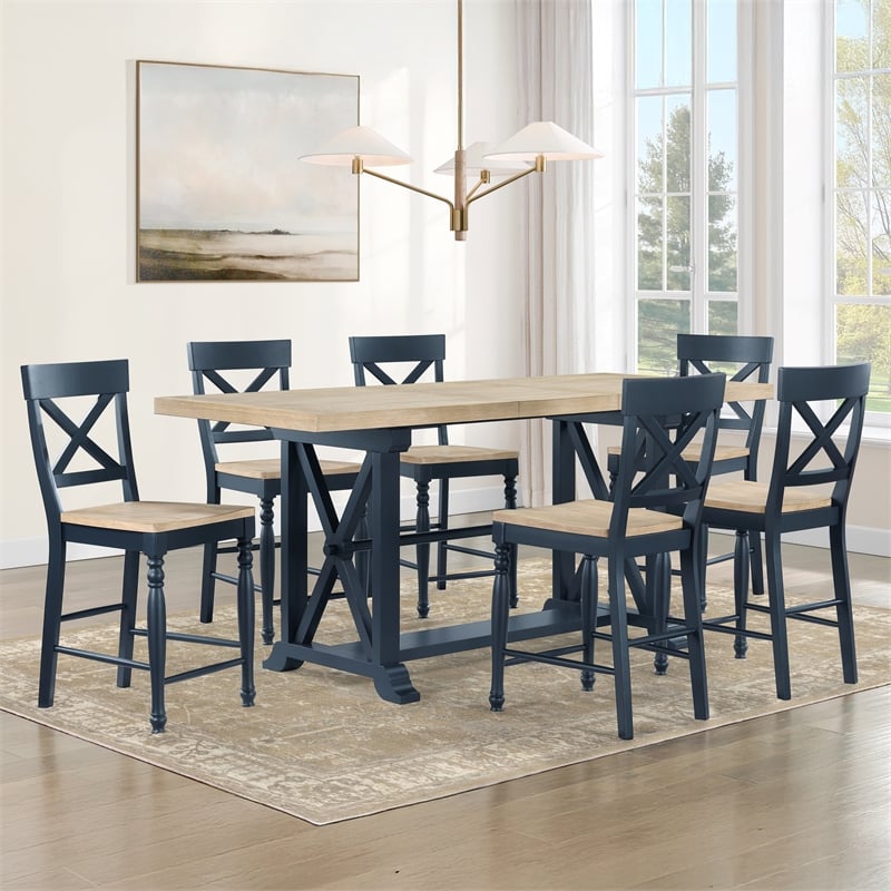 Steve Silver Darcy 7pc Counter Dining Set in Blue