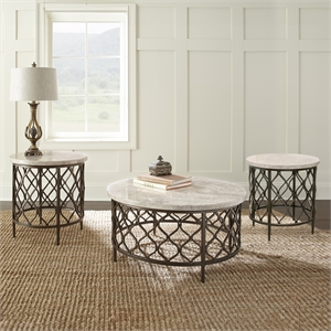Steve Silver Roland 3pc Coffee & End Table Set in White