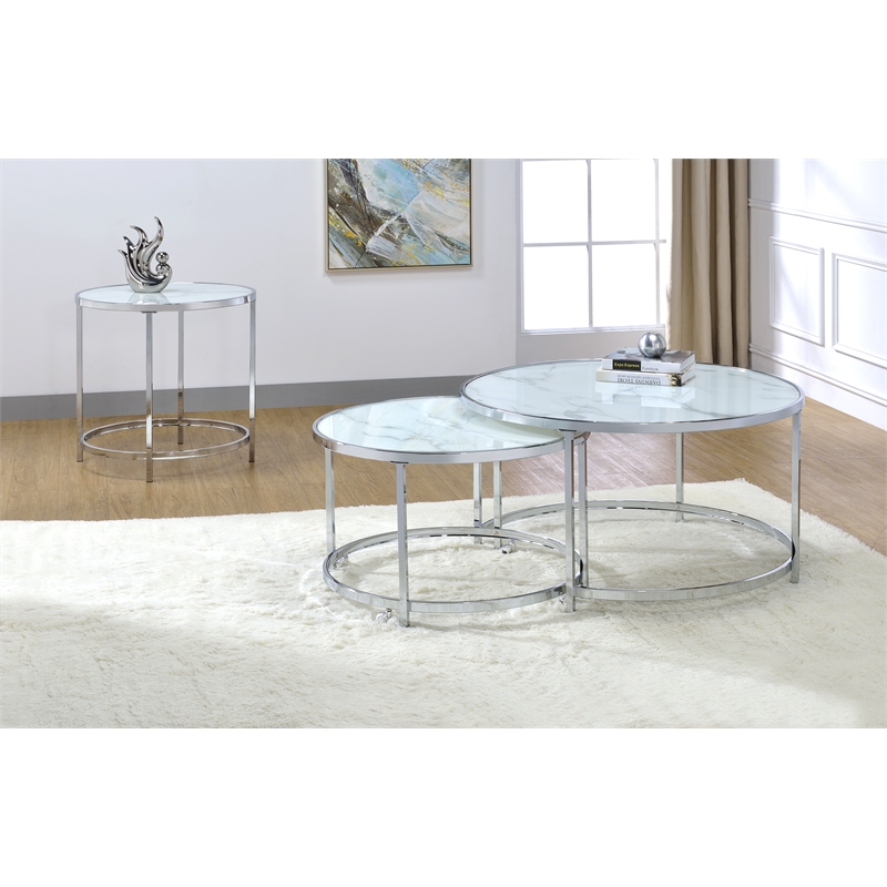 Steve Silver Rayne 3pc Coffee & End Table Set in White