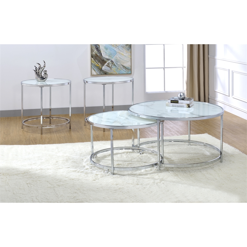Steve Silver Rayne 3pc Coffee & End Table Set in White