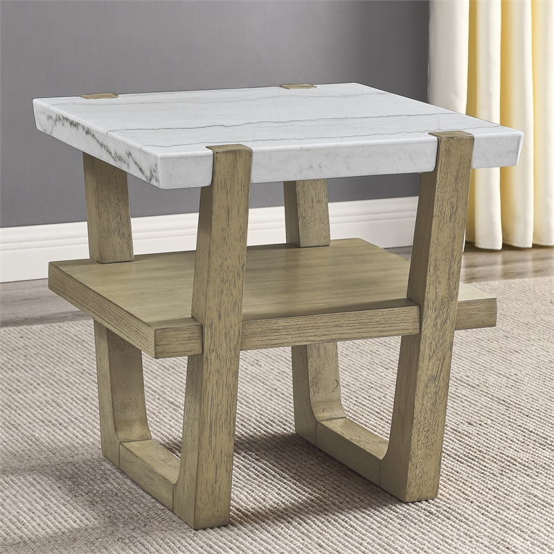 Steve Silver Perth 3-Piece Marble Top Coffee & End Table Set