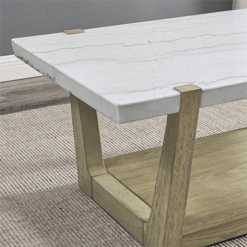 Steve Silver Perth 3-Piece Marble Top Coffee & End Table Set