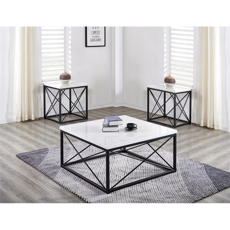 Steve Silver Skyler 3pc Coffee & End Table Set in White