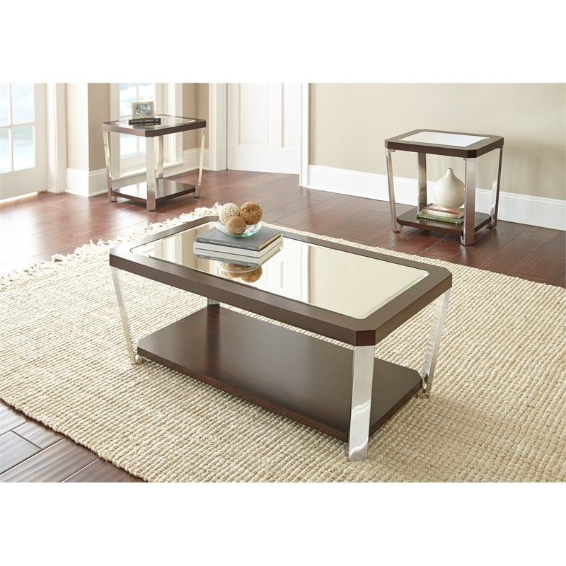 Steve Silver Truman 3pcs Occasional Coffee Table Set in Brown