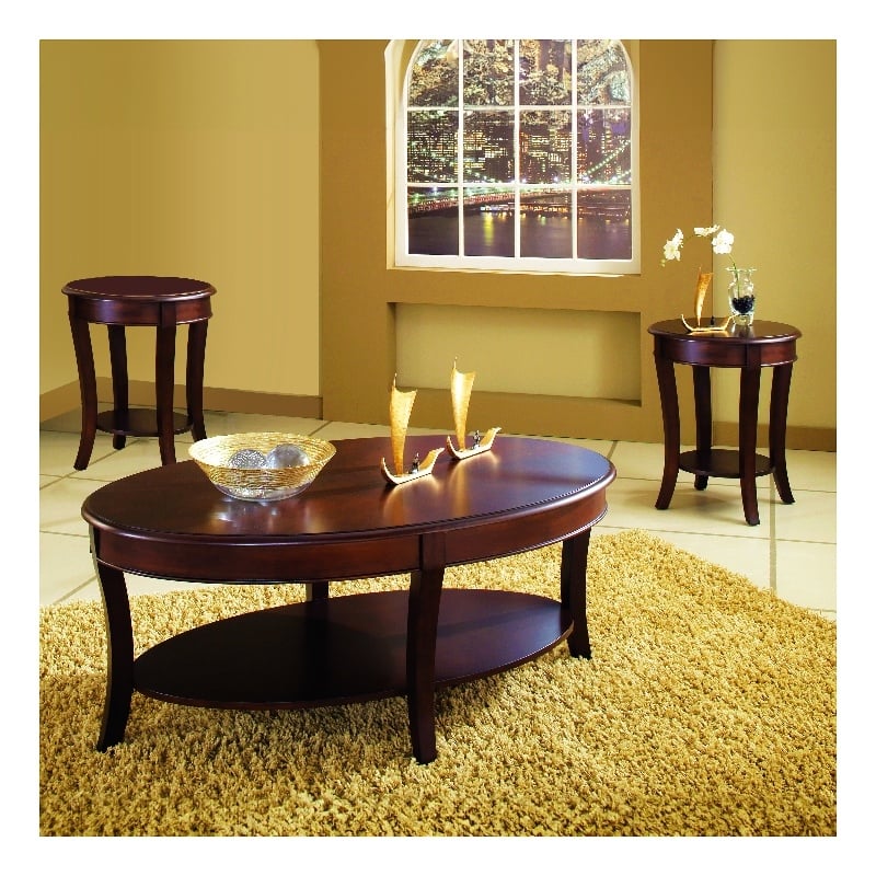 Steve Silver Troy 3pc Coffee Table Set in Brown