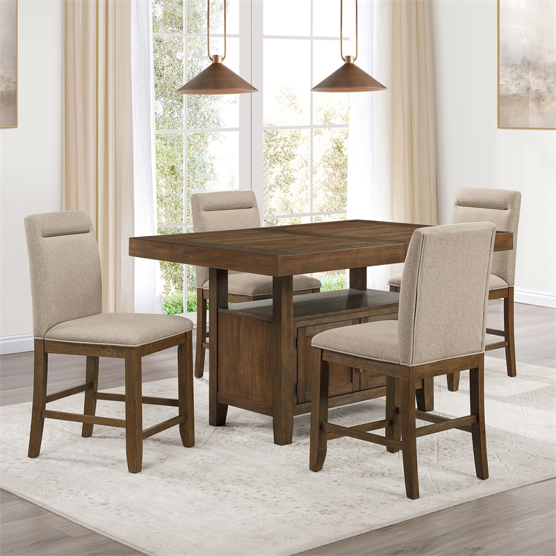 Steve Silver Garland 5pc Counter Dining Set in Brown