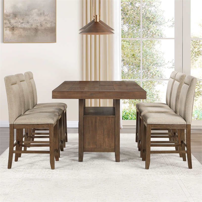 Steve Silver Garland 7pc Counter Dining Set in Brown