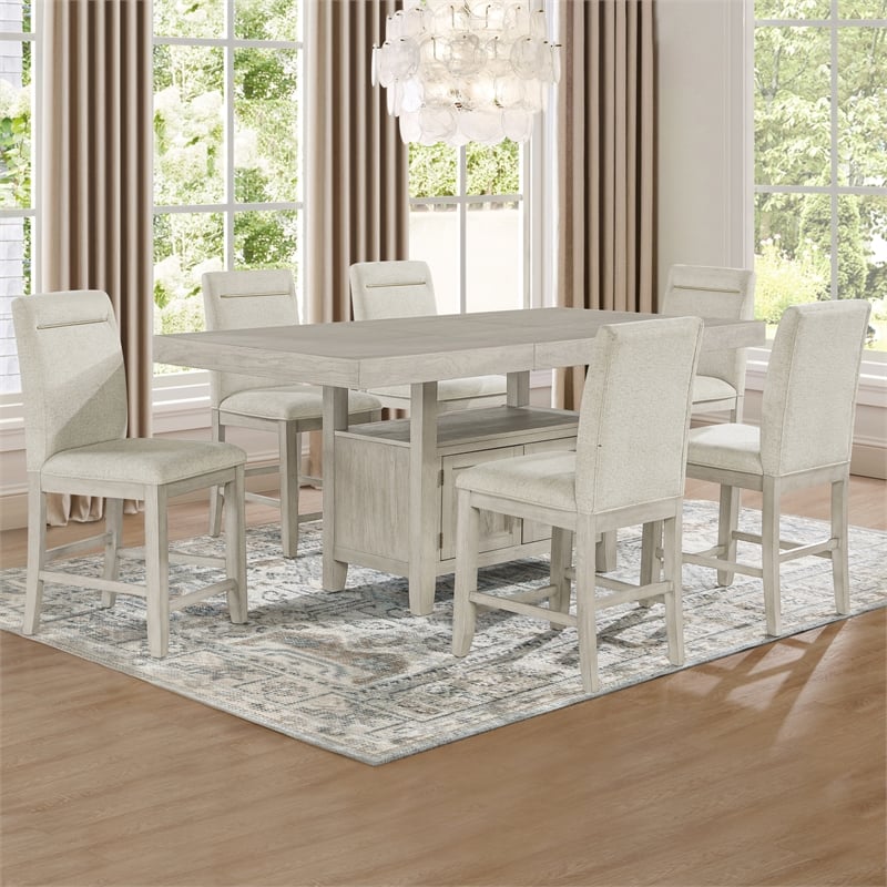 Steve Silver Garland 7pc Counter Dining Set in Tan/Sand
