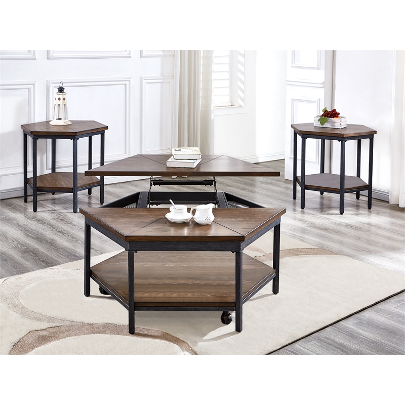Steve Silver Ultimo 3PC Coffee Table Set in Brown
