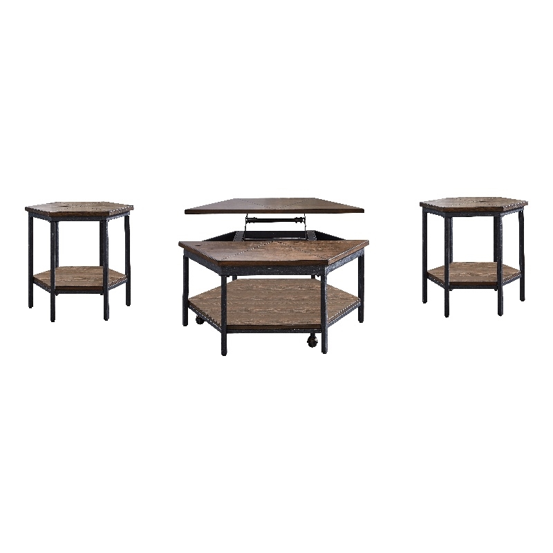 Steve Silver Ultimo 3PC Coffee Table Set in Brown