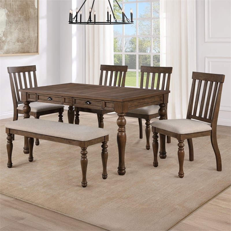 Steve Silver Joanna 6-Piece Dining Set in Brown