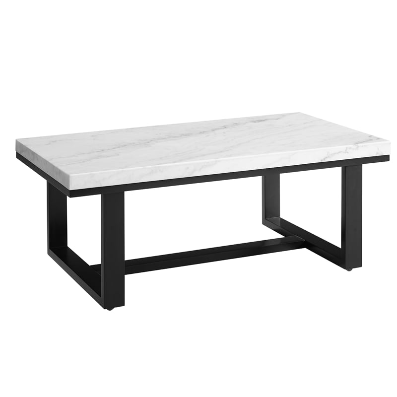 Steve Silver Lucca White Marble 3 Piece Coffee & End Table Set Set
