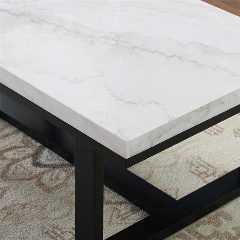Steve Silver Lucca White Marble 3 Piece Coffee & End Table Set Set