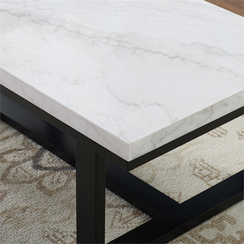 Steve Silver Lucca White Marble 3 Piece Coffee & End Table Set Set