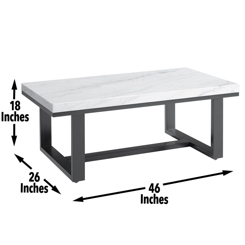 Steve Silver Lucca White Marble 3 Piece Coffee & End Table Set Set