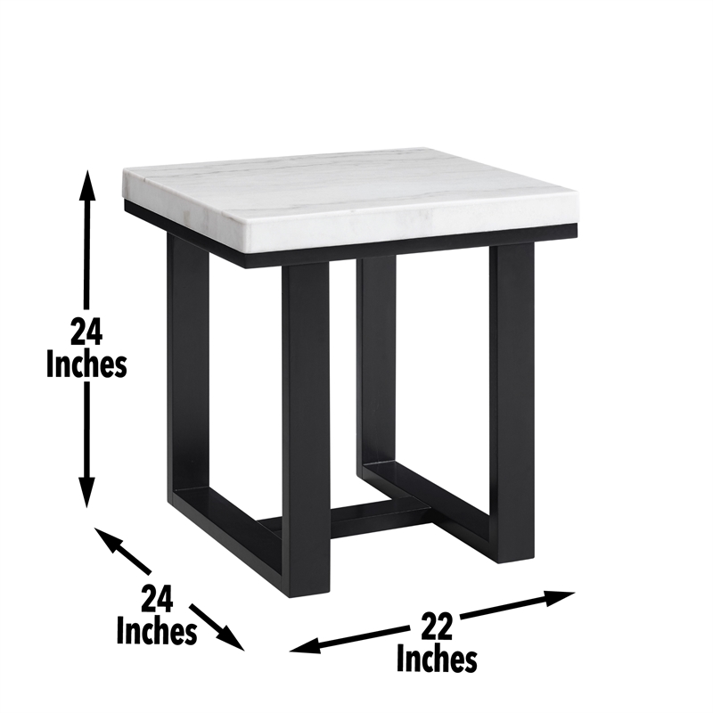 Steve Silver Lucca White Marble 3 Piece Coffee & End Table Set Set