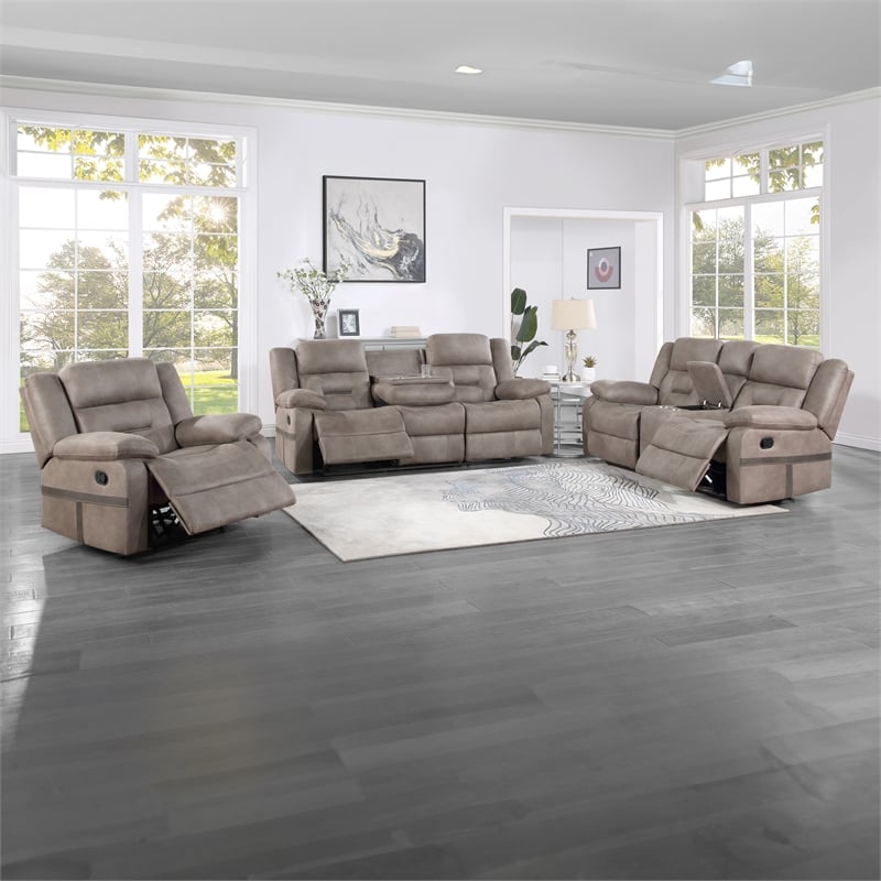 Steve Silver Abilene Tan 3pc Upholstery Sofa Set