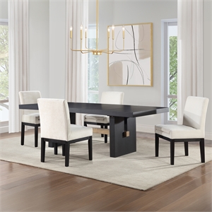 Steve Silver Aubrey 5-Piece 78-96&quot Dining Set in Black