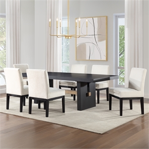 Steve Silver Aubrey 7-Piece Upholstered Parsons Chair Dining Set Black