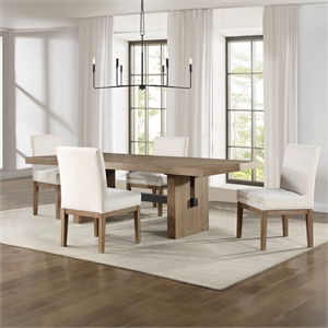 Steve Silver Aubrey 5-Piece 78-96&quot Dining Table with 4 Parsons Chairs in Brown