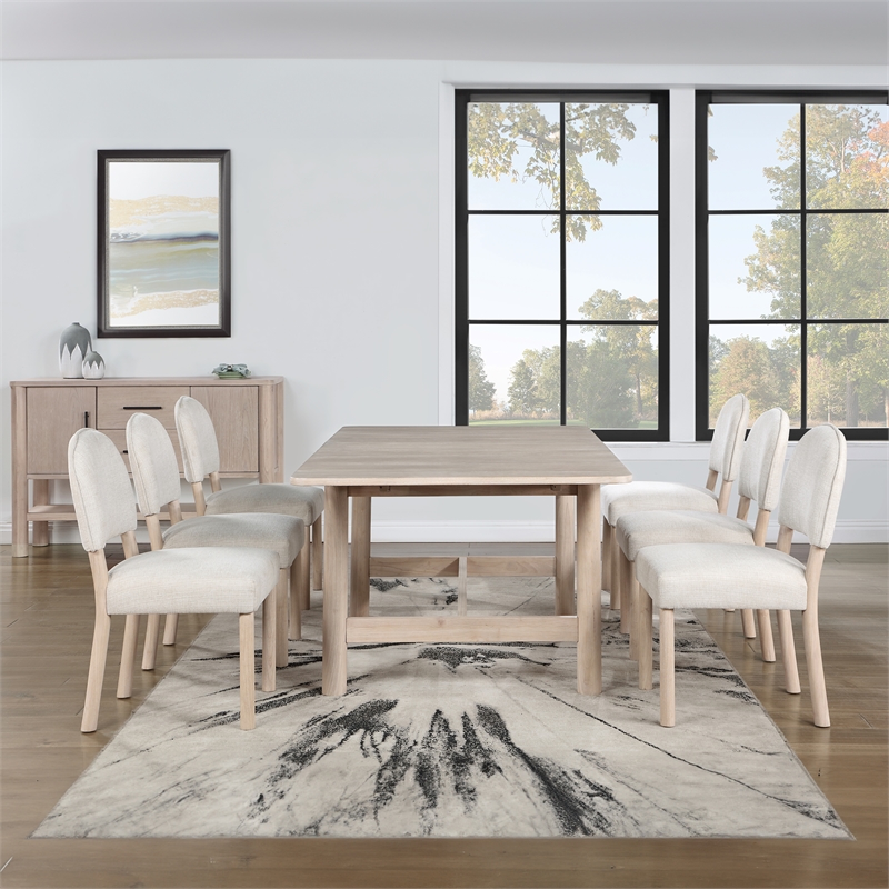Steve Silver Gabby 7-Piece Dining Set (Table 6 Side Chairs) in Brown