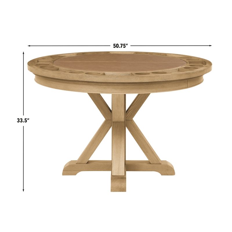 Steve Silver Rylie Dining Table with Game Top in Natural Finish