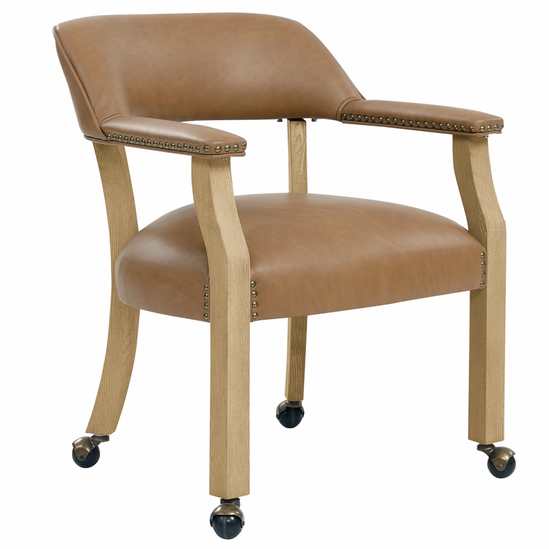 Steve Silver Rylie Dining Table & 4 Captains Chairs in Natural/Camel
