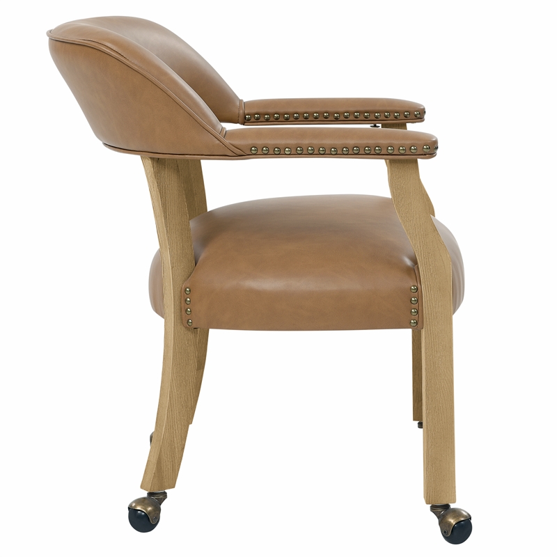 Steve Silver Rylie Dining Table & 4 Captains Chairs in Natural/Camel