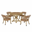 Steve Silver Rylie Dining Table with Game Top & 4 Captains Chairs Natural Finish