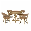 Steve Silver Rylie Game Top Counter Table & 4 Counter Chairs in Brown