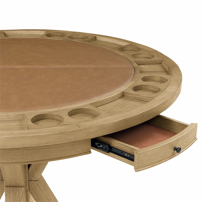 Steve Silver Rylie Game Top Counter Table & 4 Counter Chairs in Brown
