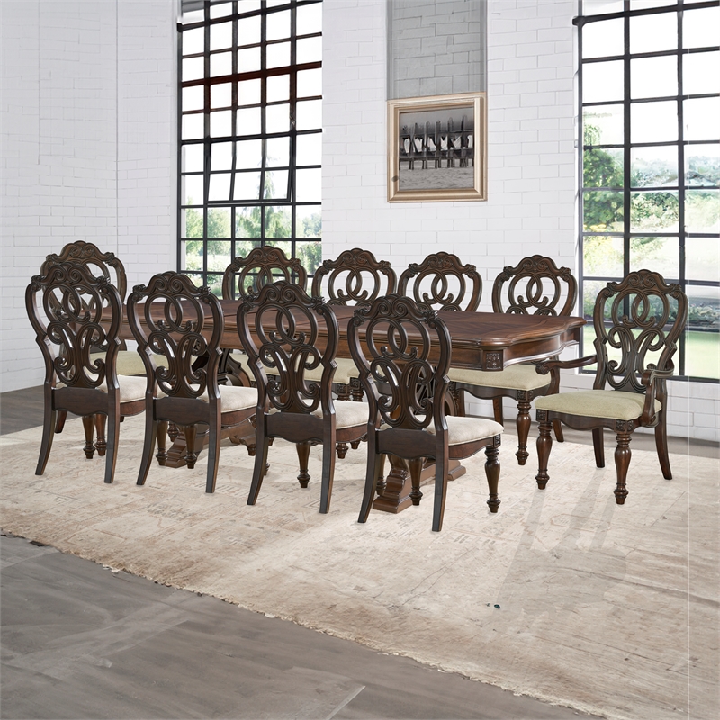 Steve Silver Royale 11 PC Dining Set in Brown