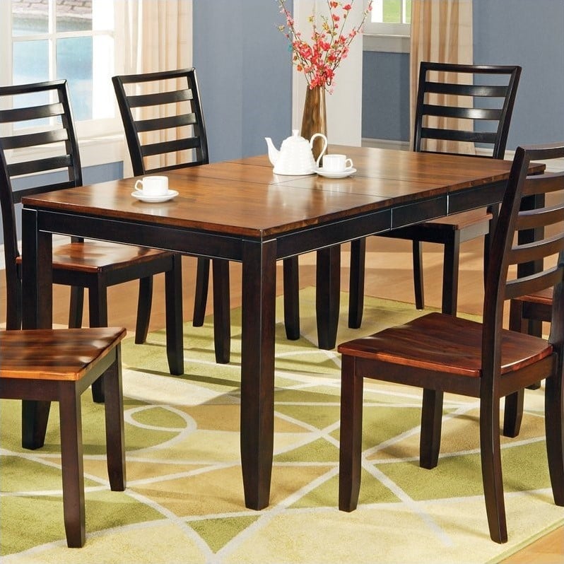Abaco Rectangular Solid Wood Casual Dining Table In Two Tone Cherry Ab300t