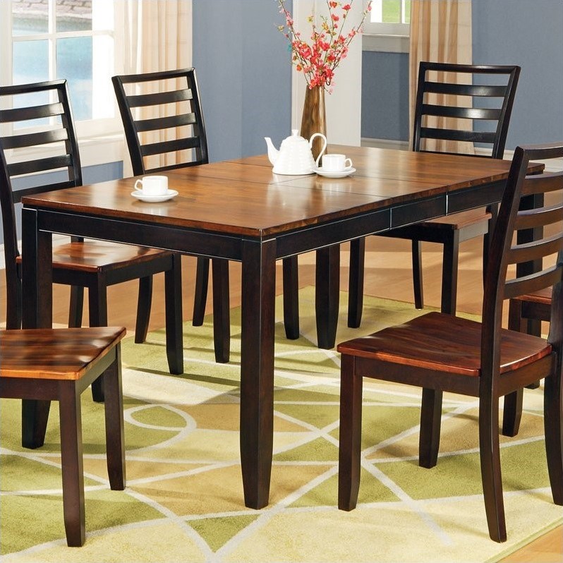 Abaco Rectangular Solid Wood Casual Dining Table in Two tone