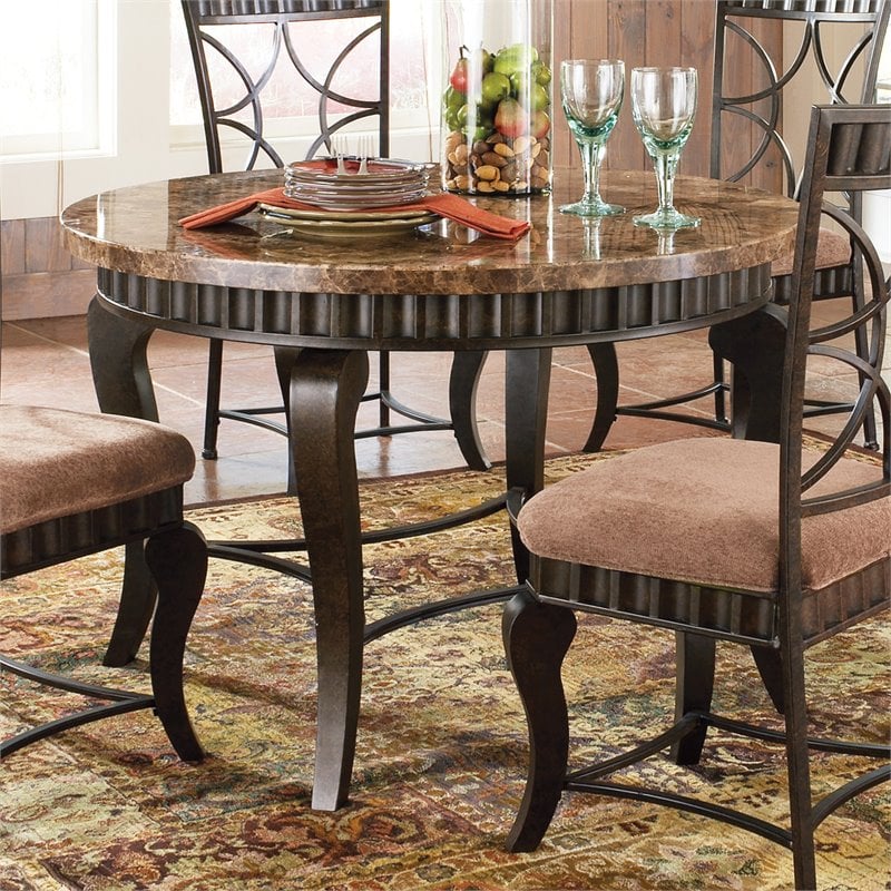 Steve Silver Company Hamlyn Marble Top Dining Table in Pewter Finish - HL500T